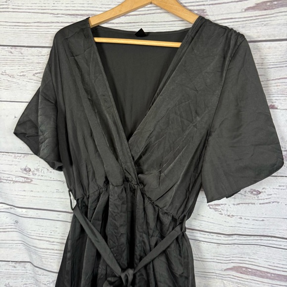 SHEIN Curve Elegant Black Faux Wrap Midi Dress Black Size 0XL - Picture 2 of 7